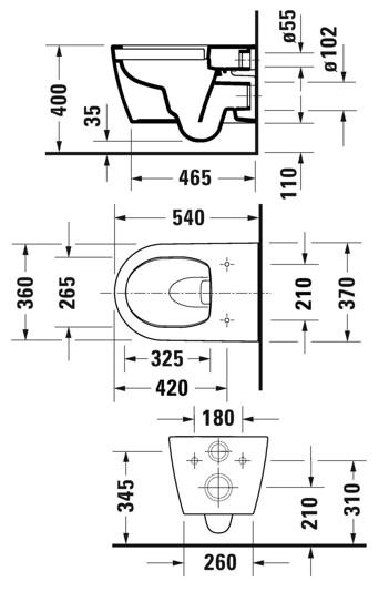 Duravit Soleil by Starck v&aelig;gh&aelig;ngt toilet m/rimless, HygieneFlush og HygieneGlaze