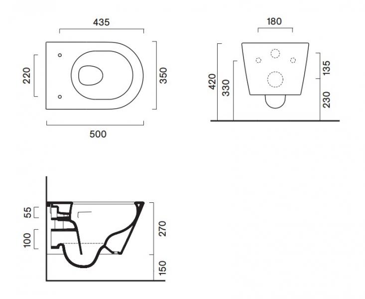 Catalano Zero 50 v&aelig;gh&aelig;ngt toilet m/Silentech, skjult montering og CataGlaze+