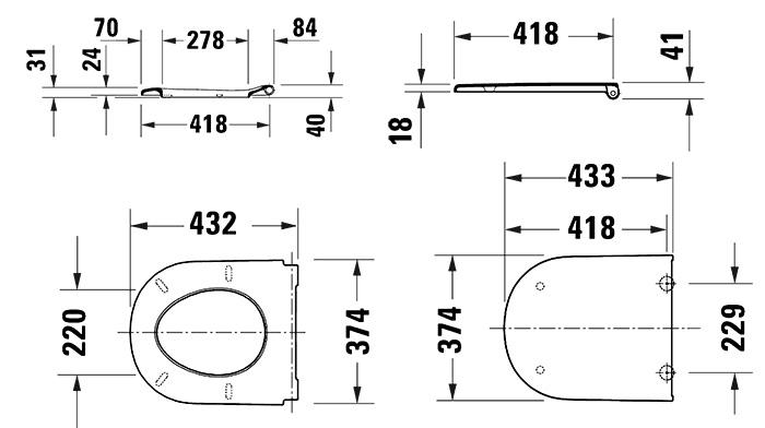 Duravit D-code toilets&aelig;de m/SoftClose og QuickRelease