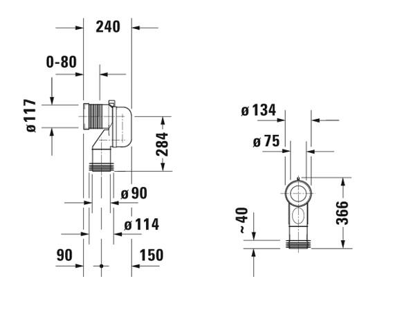 Duravit afl&oslash;bsb&oslash;jning til lodret afl&oslash;b