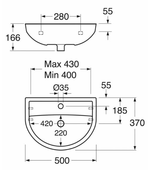 Gustavsberg Nordic 3 50 h&aring;ndvask t/v&aelig;g - 1 hanehul