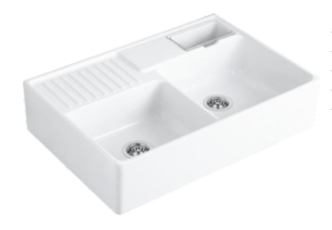V&B 90 Evier Tradition dobbelt k&oslash;kkenvask i porcel&aelig;n - Ceramic+