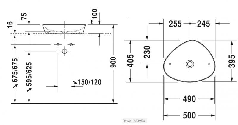 Duravit Cape Cod 50 fritst&aring;ende bowlevask - Uden hanehul