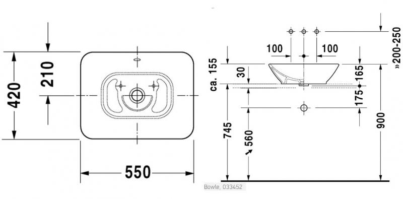 Duravit Me by Starck 55 fritst&aring;ende bowlevask - Med overl&oslash;b