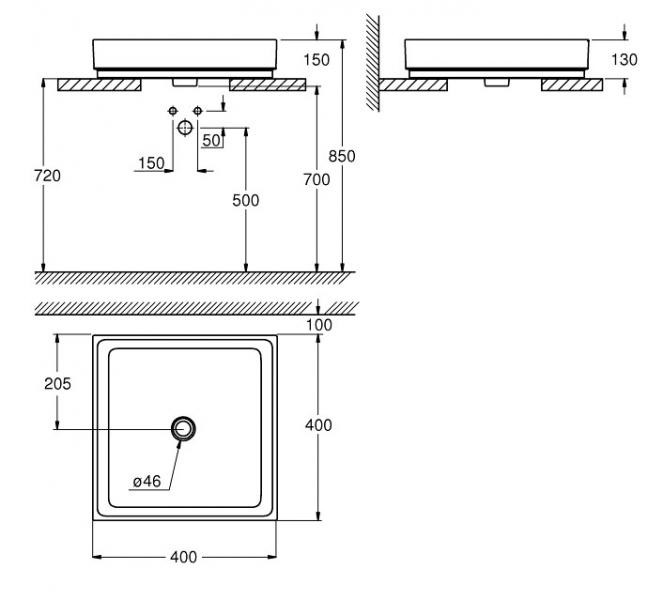 Grohe Cube 40 fritst&aring;ende bowlevask - PureGuard