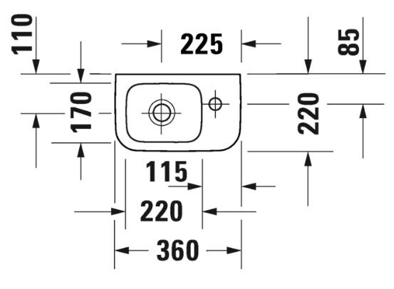 Duravit No.1 h&aring;ndvask t/v&aelig;g - H&oslash;jre - Uden overl&oslash;b