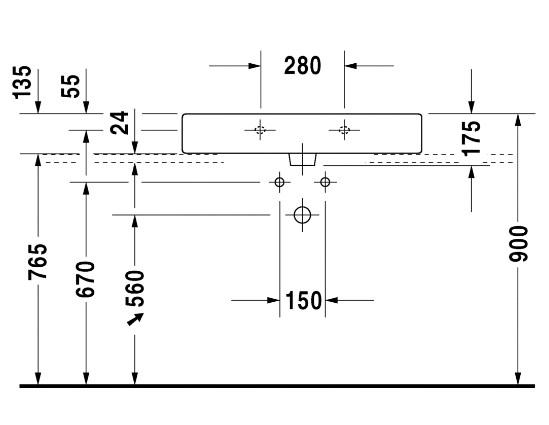 Duravit Vero 80 bowlevask op til v&aelig;g - 3 hanehuller - Wondergliss