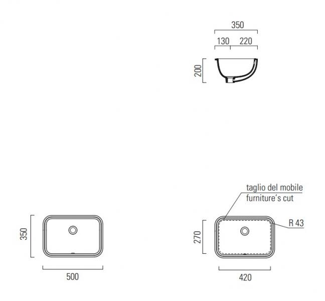 GSI Classic 50 h&aring;ndvask t/underlimning - Med overl&oslash;b - ExtraGlaze
