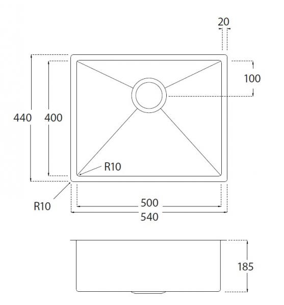 Lavabo Kubus 500 Soft k&oslash;kkenvask - Shadow