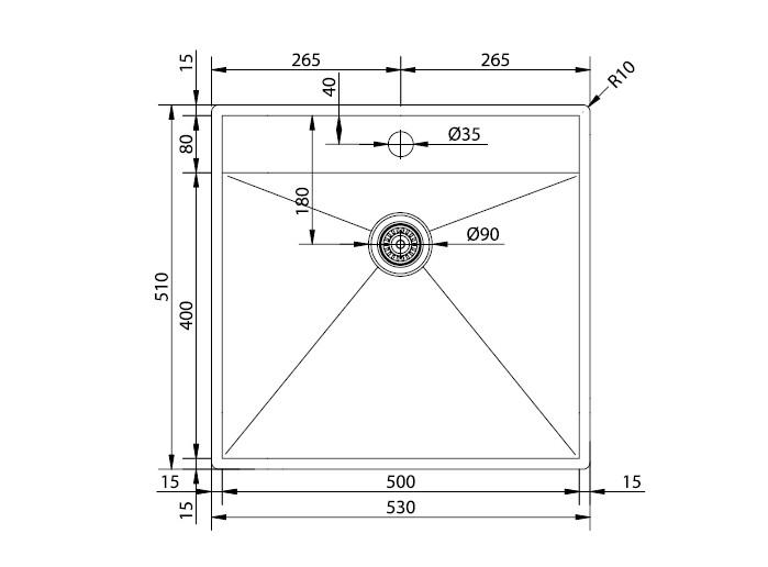 Eico Square B k&oslash;kkenvask i rustfri st&aring;l til underlimning