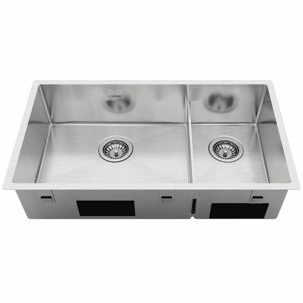 Lavabo Kubus 780 Soft Slim k&oslash;kkenvask med skyllesk&aring;l - Rustfrit st&aring;l