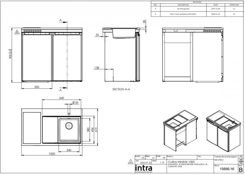 Intra Culina 100 minik&oslash;kken m/keramisk kogeplade - Venstre