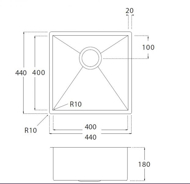 Lavabo Kubus 400 Soft k&oslash;kkenvask