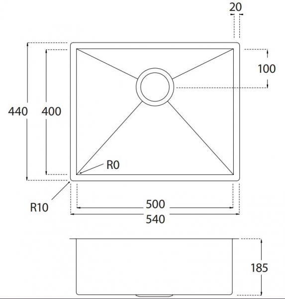 Lavabo Kubus 500 k&oslash;kkenvask