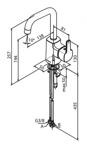 Damixa Pine h&aring;ndvaskarmatur m/Svingtud - Mat sort