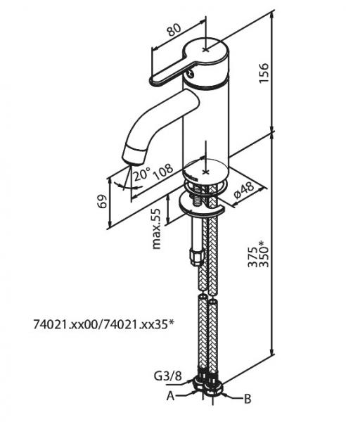 Damixa Silhouet S h&aring;ndvaskbatteri u/bundventil - Mathvid