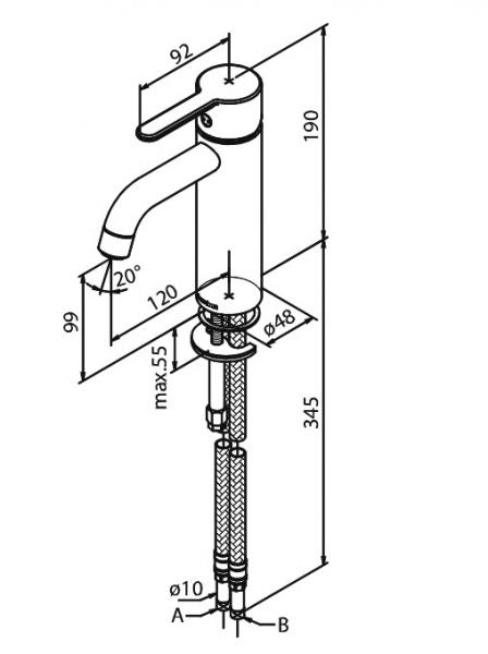 Damixa Silhouet M h&aring;ndvaskbatteri u/bundventil - Poleret messing