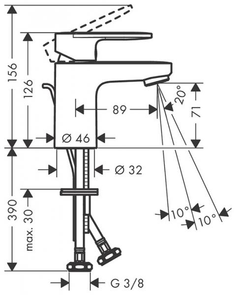 hansgrohe Vernis Blend 70 h&aring;ndvaskarmatur m/l&oslash;ft-op bundventil - Krom