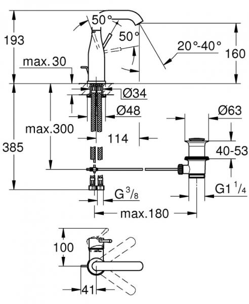 Grohe Essence New M h&aring;ndvaskarmatur m/bundventil - B&oslash;rstet cool sunrise