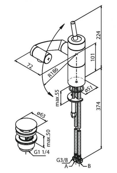 Damixa Arc h&aring;ndvaskarmatur m/bundventil - Krom