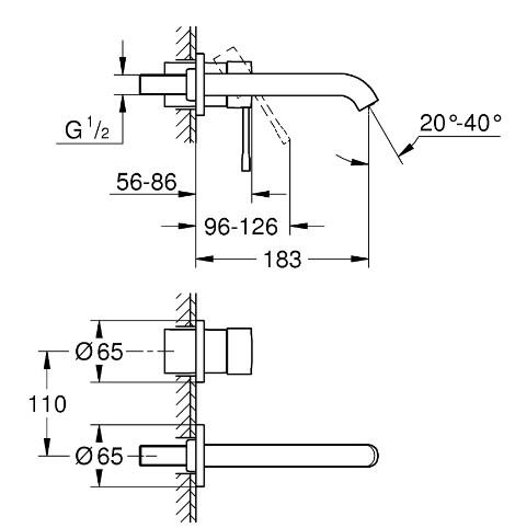 Grohe Essence New armatur til indbygning i v&aelig;g - Poleret cool sunrise