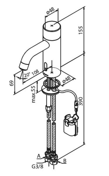 Damixa Silhouet Touchless h&aring;ndvaskarmatur - B&oslash;rstet messing