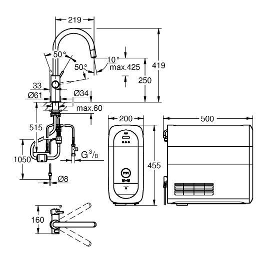 Grohe Blue Home k&oslash;kkenvandhane m/udtr&aelig;kstud - Starts&aelig;t