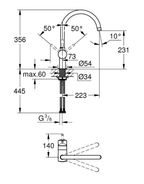 Grohe&nbsp;Minta&nbsp;k&oslash;kkenarmatur - Krom