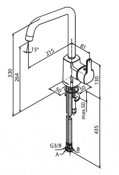 Damixa Pine k&oslash;kkenbatteri m/h&oslash;j tud - Mat sort