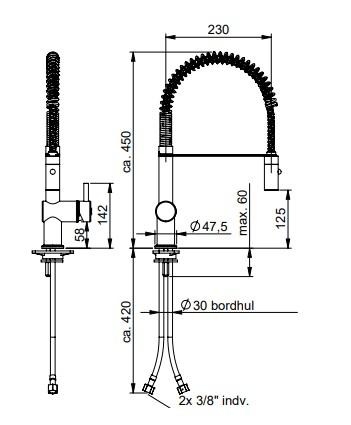 Kriss Skandi semi-pro k&oslash;kkenarmatur - Rustfrit st&aring;l