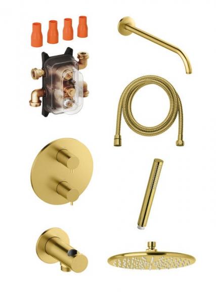 Damixa Silhouet komplet brusesystem til indbygning - B&oslash;rstet messing