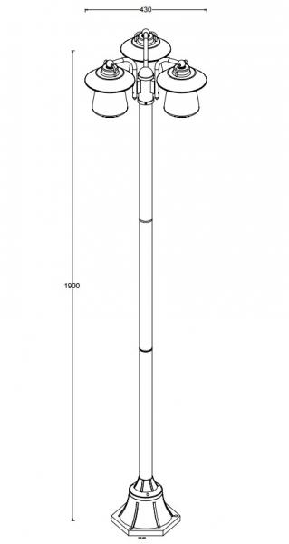 Lutec Tradition Cate udend&oslash;rs standerlampe m/3 p&aelig;rer - Mat rust