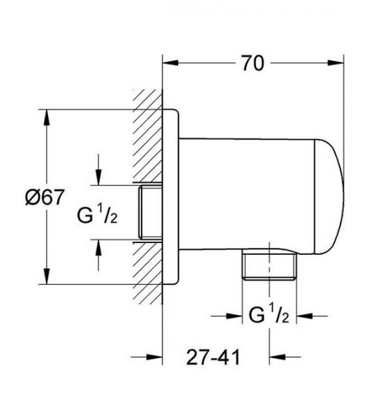 Grohe Relexa tilslutningsb&oslash;jning til v&aelig;g - Krom