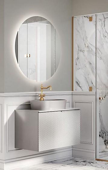 Alterna Luxor spejl m/backlight og mat hvid ramme - &Oslash;60