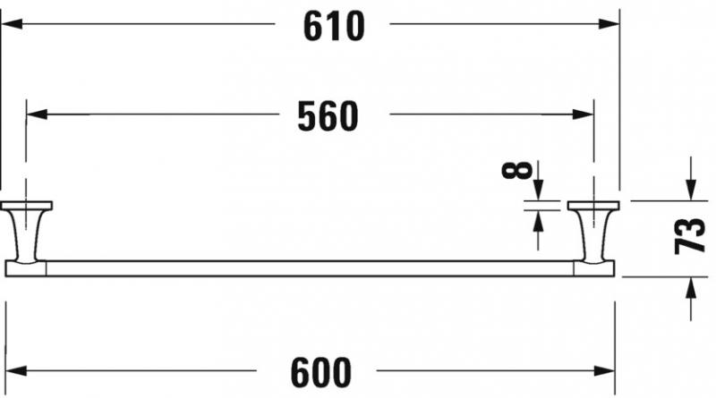 Duravit Starck T h&aring;ndkl&aelig;destang - 61 cm - Krom