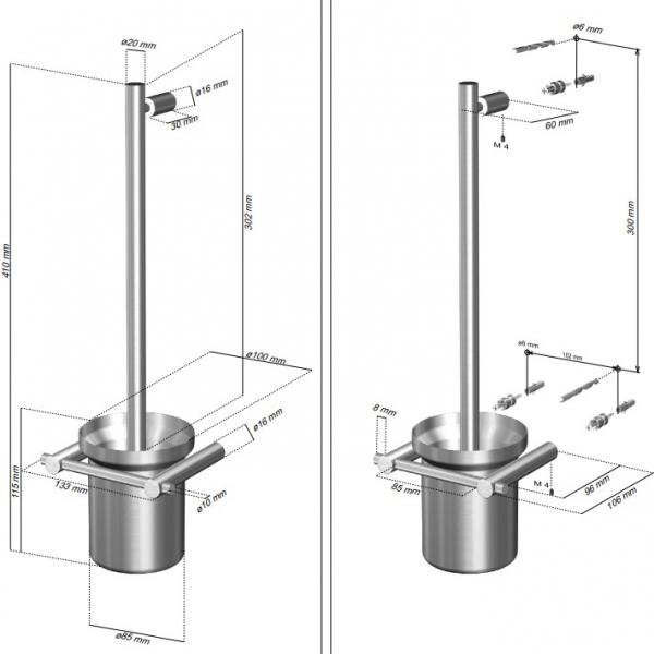 Cool Line toiletb&oslash;rste t/v&aelig;g - Poleret st&aring;l