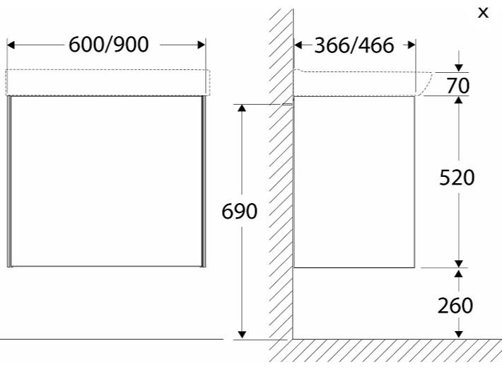If&ouml; Sense m&oslash;belpakke 60 m/If&ouml; Spira h&aring;ndvask og 1 skuffe - Hvid