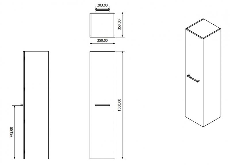 Sanibell Basicline h&oslash;jskab m/greb - Hvid h&oslash;jglans