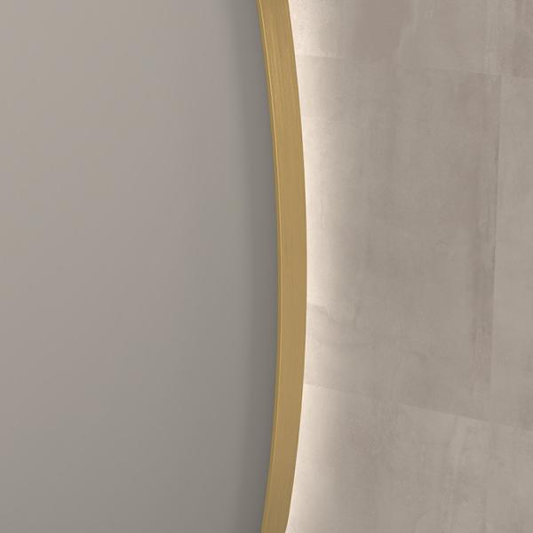 Sanibell Ink SP30 superellipse spejl m/backlight, varme og sensor 140 x 80 cm - B&oslash;rstet mat guld