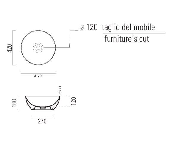 GSI Pura 42 fritst&aring;ende bowlevask - Uden hanehul - Mat hvid