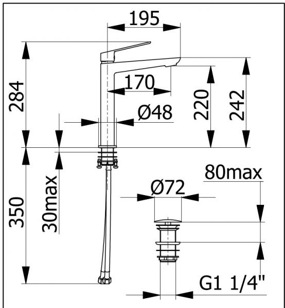 Cass&oslash;e Sleek h&aring;ndvaskarmatur t/bowlevask - Mat sort