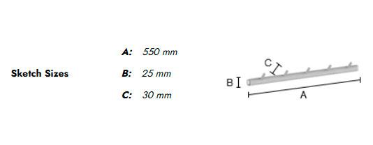 Beslagsboden vandret knager&aelig;kke m/5 knager - Tr&aelig;/mat gr&aring;