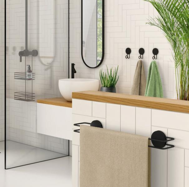 Beslagsboden Puck selvkl&aelig;bende enkel h&aring;ndkl&aelig;destang - 500mm - Mat sort