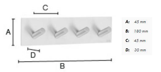 Beslagsboden firkantet selvkl&aelig;bende knager&aelig;kke - Krom
