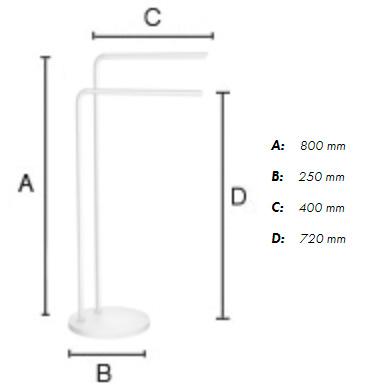 Beslagsboden dobbelt h&aring;ndkl&aelig;destang t/gulv - Hvid
