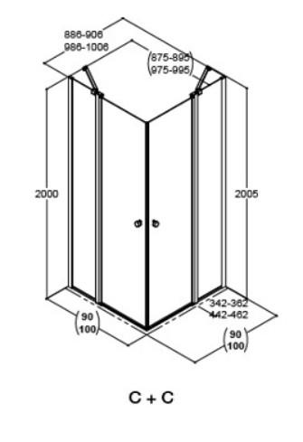Dansani Match C+C brusehj&oslash;rne - 90x90 cm