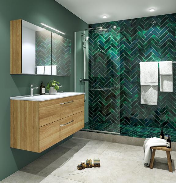 Outlet - Dansani Mido+ 120 m&oslash;bels&aelig;t m/Amber dobbelt h&aring;ndvask - Varm eg