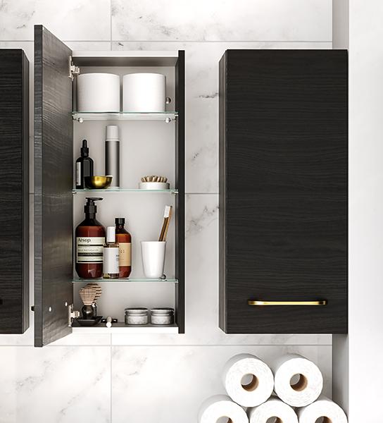 Dansani Mido+ overskab m/3 glashylder - Venstreh&aelig;ngslet - Sort struktur