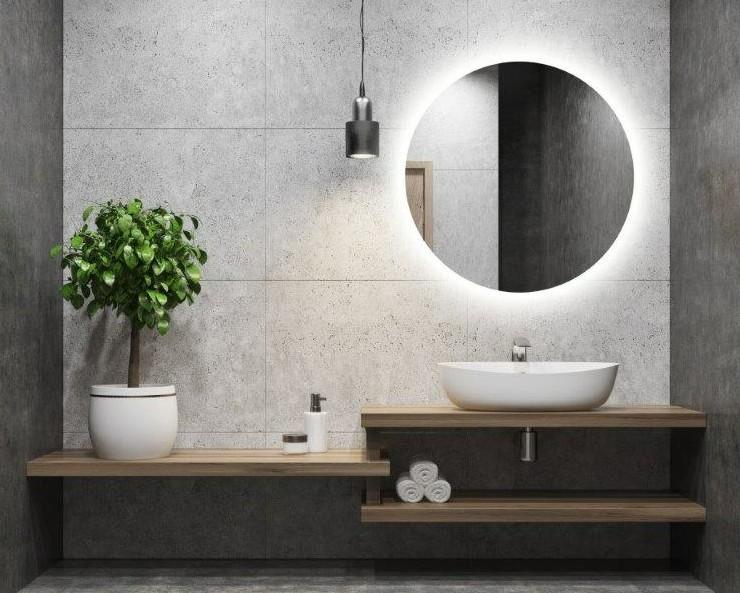 Puk rundt spejl m/backlight og varme - &Oslash;60 cm