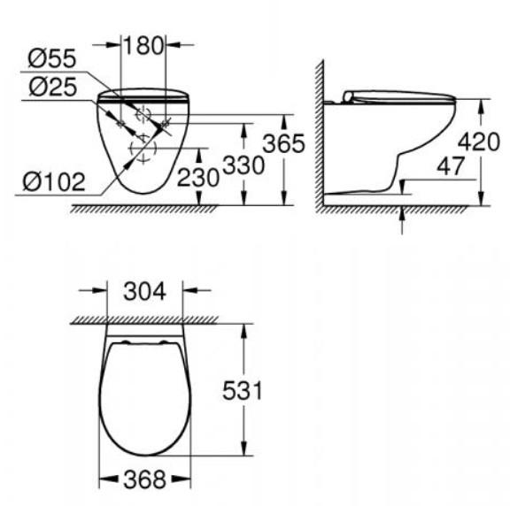 Grohe Bau Rimless toiletpakke inkl. lav cisterne, hvid betjening og s&aelig;de m/soft-close